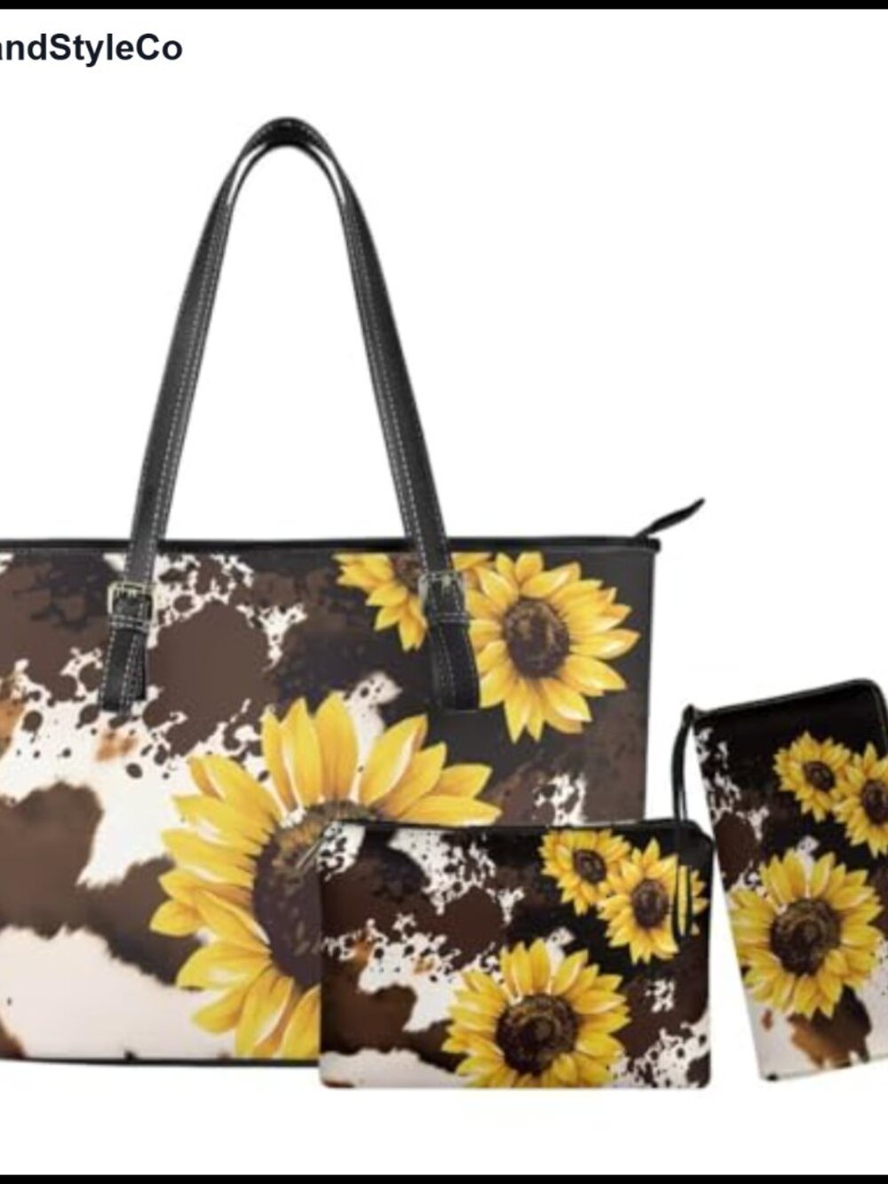 PU Leather Tote Wallet Set Top Handle Satchel Waterproof Travel Bag